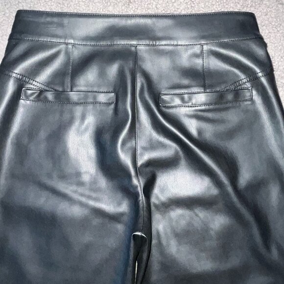 WE THE FREE UPTOWN BLACK VEGAN LEATHER HIGH RISE SLIM FLARE PANTS TROUSERS EUC 4 - Picture 6 of 14